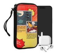 kwmobile Housse de Protection pour Smartphone XL - 6,7/6,8" - Sacoche de Protection pour Téléphone Portable en Néoprène Symbole Comic Rouge-Bleu-Jaune