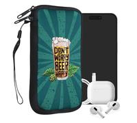 kwmobile Housse de Protection pour Smartphone XL - 6,7/6,8" - Sacoche de Protection pour Téléphone Portable en Néoprène Don't Worry Beer Happy Orange-Vert-pétrole