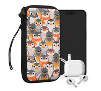 kwmobile Housse de Protection pour Smartphone XL - 6,7/6,8" - Sacoche de Protection pour Téléphone Portable en Néoprène Design Pingouin Gris-Jaune-Marron