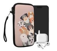 kwmobile Housse de Protection pour Smartphone XXL - 7" - Sacoche de Protection pour Téléphone Portable en Néoprène Chiens rigolos Marron-Blanc-Taupe