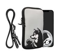 kwmobile Housse de Protection Universelle pour Smartphone L - 6,5" - Pochette Protection téléphone Portable en néoprène avec Collier Ajustable - Noir-Blanc-Gris
