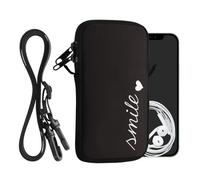 kwmobile Housse de Protection Universelle pour Smartphone L - 6,5" - Pochette Protection téléphone Portable en néoprène avec Collier Ajustable - Blanc-Noir
