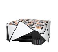 kwmobile Housse Imprimante Compatible avec Epson Eco Tank ET-2820 / ET-2810 / ET-2812 / ET-2870 Housse - Housse de Protection pour Imprimante en Lin - Orange-Noir-Blanc