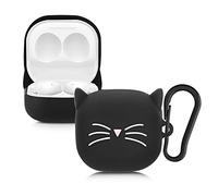 kwmobile Housse pour écouteurs Compatible avec Samsung Galaxy Buds 2 Pro/Buds 2 / Buds Live Coque - Coque de Protection en Silicone - Noir-Blanc