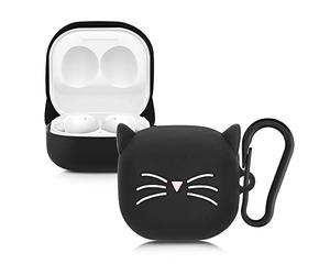 kwmobile Housse pour écouteurs Compatible avec Samsung Galaxy Buds 2 Pro/Buds 2 / Buds Live Coque - Coque de Protection en Silicone - Noir-Blanc