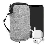 kwmobile Housse Universelle Smartphone - Pochette de Protection 12,5 x 6,5 cm pour téléphone Portable XS - 3,5/4" en néoprène Gris Clair Mat-Blanc