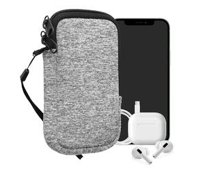 kwmobile Housse Universelle Smartphone - Pochette de Protection 12,5 x 6,5 cm pour téléphone Portable XS - 3,5/4" en néoprène Gris Clair Mat-Blanc