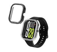 kwmobile Lot de 2 coques de protection en plastique compatibles avec Xiaomi Redmi Watch 4/5 eSIM - Accessoires de protection à paillettes en noir transparent