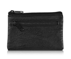 kwmobile Pochette clefs avec protection RFID - Deux compartiments et porte-clé - Étui en simili cuir pour homme et femme - Noir