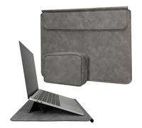 kwmobile Pochette pour Apple Macbook 13" 14" 15" Laptop/Notebook/Ideapad - Housse avec Fonction Support et Trousse Incluse - Étui de Protection en Cuir PU Gris