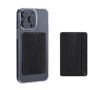 kwmobile Porte-Carte autoadhésif Smartphone - 2X Pochette autocollante en Tissue pour 4 Cartes avec Fonction Support et Support Main - Noir