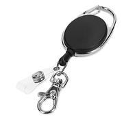 kwmobile Porte-clés Yoyo - Porte-badge Enrouleur Rétractable - Clip Ceinture Mousqueton - Pour Ouvrier Infirmier et Visiteur Salon - Noir