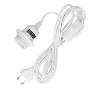 kwmobile porte-lampe E27 avec anneau fileté et cordon d'alimentation avec interrupteur - Support de lampe et câble, 3,5m en blanc