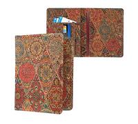 kwmobile Porte-Passeport avec Compartiments Cartes - Portefeuille Passeport avec Emplacement Carte Bleue - Étui de Protection liège - Fuchsia-Rouge-Bleu