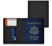 kwmobile Porte-Passeport avec Compartiments Cartes - Portefeuille Passeport - Étui de Protection Simili Cuir Noir - avec Emplacement Carte Bleue