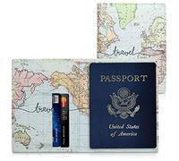kwmobile Porte-Passeport avec Compartiments Cartes - Portefeuille Passeport - Étui de Protection Simili Cuir Noir-Multicolore - avec Emplacement Carte Bleue