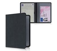 kwmobile Porte permis de Conduire Carte Grise avec Compartiments Cartes Passeport - Étui Portefeuille de Protection en Daim synthétique Noir