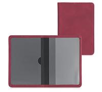 kwmobile Porte permis de Conduire Carte Grise avec Compartiments Cartes Passeport - Étui Portefeuille de Protection en Simili Cuir Nubuck Rouge foncé