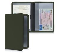 kwmobile Porte permis de Conduire Carte Grise avec Compartiments Cartes Passeport - Étui Portefeuille de Protection en néoprène Vert foncé