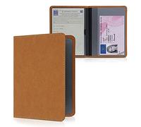 kwmobile Porte permis de Conduire Carte Grise avec Compartiments Cartes Passeport - Étui Portefeuille de Protection en Daim synthétique Marron