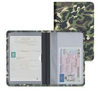 kwmobile Porte permis de Conduire Carte Grise avec Compartiments Cartes Passeport - Étui Portefeuille de Protection en Simili Cuir Vert foncé-Brun foncé-Beige