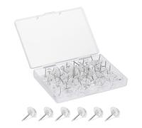 kwmobile Punaises tableau liège - Boîte 100x punaise transparente 11x16mm papiers feuilles documents listes notes photos - Fourniture bureau école