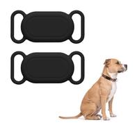 kwmobile Support pour Traceur Bluetooth Samsung Galaxy SmartTag 2 - Étui de Protection en Silicone - Support Smart Tag pour Animaux - Lot de 1 Noir-Noir