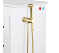 KWOCI Ensemble de pulvérisateur de bidet chaud et froid en acier inoxydable pour toilettes avec robinet mélangeur chaud et froid en laiton doré brossé