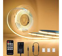 KWODE 12V COB Ruban LED 3M, 3000k dimmable COB LED bande lumineuse, bande lumineuse flexible avec alimentation et Contrôleur pour salon chambre cuisine bricolage décoration
