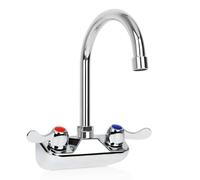 KWODE Robinet d'évier à main commercial central de 10,2 cm avec bec col de cygne de 15,2 cm, robinet d'évier de cuisine à double levier, construit en laiton, chromé