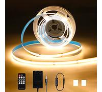 KWODE Ruban LED COB blanc chaud 2m 640leds 12V COB Light Band 3000k LED Light Band dimmable à distance, alimentation d'énergie, approprié pour TV salon partie bricolage décorationp