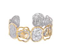 kwoifioy Élégant bijou bicolore en acier inoxydable martelé, design ouvert, découpe torsadée, confortable, cadeau prêt à l'emploi, mode, taille unique, Comme décrit