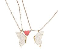kwoifioy Lot de 2 colliers papillon phosphorescents avec fermoir en forme de cœur pour meilleure amitié, One Size, Métal, Pas de pierre précieuse