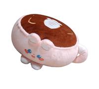 kwoifioy Siège de sol en fourrure de dessin animé sur le thème de la tasse à café, coussin rond en fausse fourrure, pouf ottoman pour décoration d'intérieur, décoration de chambre d'enfant, tapis de