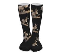 KWQDOZF Âne avec une abeille chaussettes hautes extra longues au-dessus du mollet bas de bottes longs épais chauds jambières