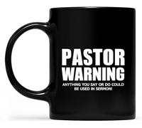 KWQDOZF Avertissement du pasteur : Tout ce que vous direz ou ferez pourrait être utilisé dans un sermon. Mug fantaisie en céramique imprimée recto verso, idéal pour le thé ou le lait (325 ml).