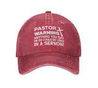 KWQDOZF Avertissement du Pasteur : Tout ce Que Vous Dites, Chapeau pour Femmes, Casquette de Papa, Casquette Cool