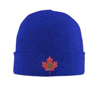 KWQDOZF Bonnet d'hiver à Revers en Tricot pour Homme et Femme, Motif Drapeau du Maroc, Canada, Feuille d'érable, Noir