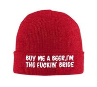 KWQDOZF Bonnet d'hiver « Achetez-Moi Une bière ! Je suis la mariée » pour Homme et Femme, Bonnet de Ski Ample à Revers tricoté, Noir