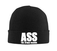 KWQDOZF Bonnet d'hiver Ass The Other Vagina pour Homme et Femme, Bonnet de Ski Chaud et Confortable en Tricot à Revers, Noir