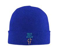 KWQDOZF Bonnet d'hiver chrétien « Demandez-Moi à Propos de Jésus » pour Hommes et Femmes, Bonnet de Ski Ample à Revers tricoté, Noir