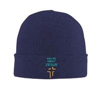 KWQDOZF Bonnet d'hiver chrétien « Demandez-Moi à Propos de Jésus » pour Hommes et Femmes, Bonnet de Ski Ample à Revers tricoté, Noir