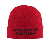 KWQDOZF Bonnet d'hiver « Demandez-Moi des informations sur Mon Tramp Stamp » pour Homme et Femme, Bonnet de Ski Ample à Revers Tricot