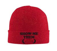 KWQDOZF Bonnet d'hiver « Montrez-Moi Leurs Seins » pour Homme et Femme, Bonnet de Ski Chaud et Confortable en Tricot à Revers, Noir