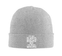 KWQDOZF Bonnet d'hiver Vintage « J'Ai Raison mais Je n'ai jamais tort » pour Homme et Femme, Bonnet de Ski tricoté, Noir