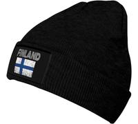 KWQDOZF Bonnet tricoté Drapeau de Finlande pour Adulte, Chaud pour l'hiver et Les activités de Plein air, Noir