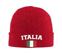 KWQDOZF Bonnet tricoté Drapeau Italien « Love Italia » - Bonnet d'hiver Chaud à Revers - pour Hommes et Femmes