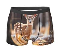 KWQDOZF Boxer imprimé cerf à Queue Blanche et Faon dans la Nature pour Homme, sous-vêtement Respirant et Confortable pour Adulte, évacuant l'humidité