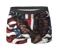 KWQDOZF Boxer pour Homme avec imprimé Drapeau américain et Aigle, caleçon Boxer Confortable et Doux pour Homme, évacuant l'humidité et Respirant