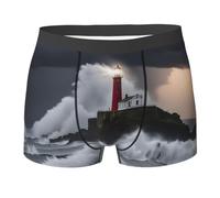 KWQDOZF Boxer pour Homme avec imprimé Phare dans la tempête, caleçon Boxeur Confortable et Doux pour Homme, évacuant l'humidité et Respirant